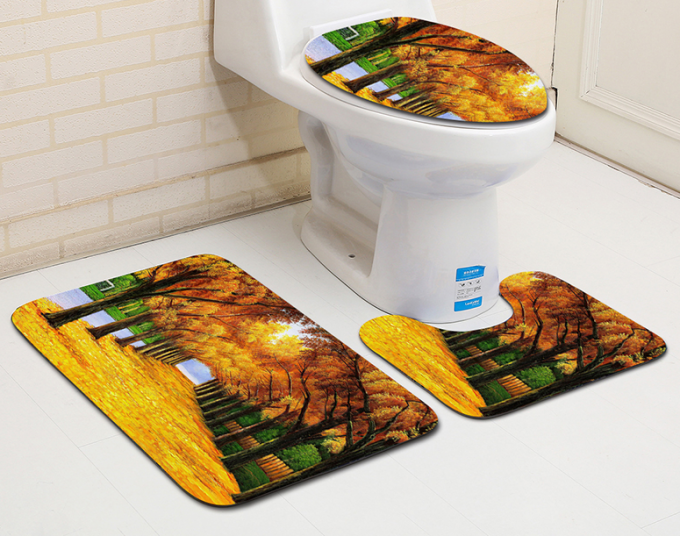 Polyester Sunflower Toilet Seat Cushion Toilet Lid Cover Set