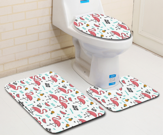 Flamingo Toilet Seat Cushion 45*37 Carpet Toilet Seat Cover