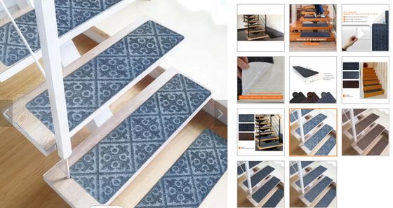 8&quot; X 30&quot; Grey Non Slip Stair Mats Self Adhesive Indoor