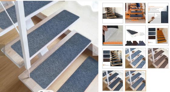 8&quot; X 30&quot; Grey Non Slip Stair Mats Self Adhesive Indoor