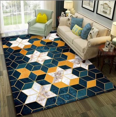 North European Geometric Polyester Fiber Living Room Floor Mat 120*160cm