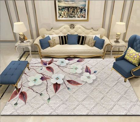 Simple Flower And Grass Crystal Velvet Living Room Floor Carpets For Sofa Bedroom