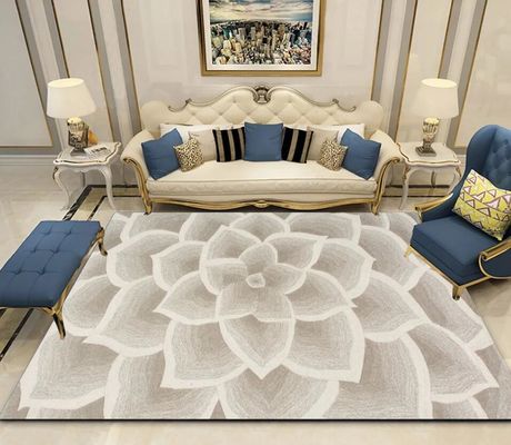 Simple Flower And Grass Crystal Velvet Living Room Floor Carpets For Sofa Bedroom