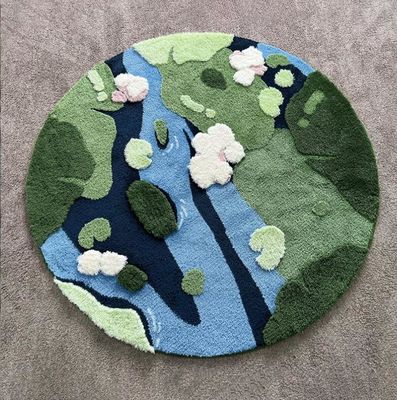 Flocking Round Bedroom Floor Carpet European Special Style 100*100cm