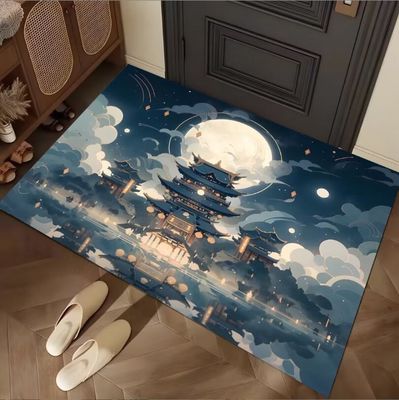 Cartoon Building Crystal Velvet  Floor Carpets For Sofa Bedroom And Living Room Door
