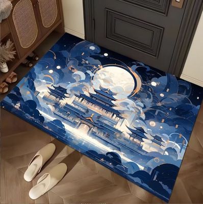Cartoon Building Crystal Velvet  Floor Carpets For Sofa Bedroom And Living Room Door