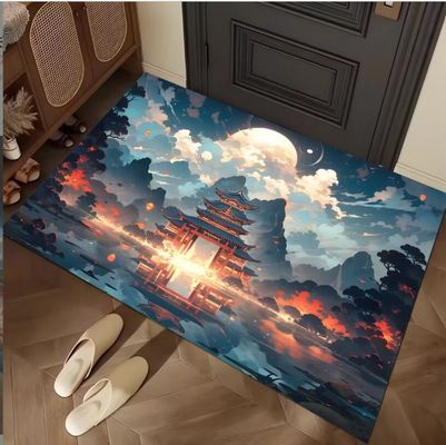 Cartoon Building Crystal Velvet  Floor Carpets For Sofa Bedroom And Living Room Door