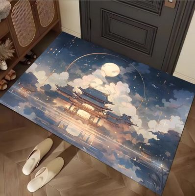 Cartoon Building Crystal Velvet  Floor Carpets For Sofa Bedroom And Living Room Door