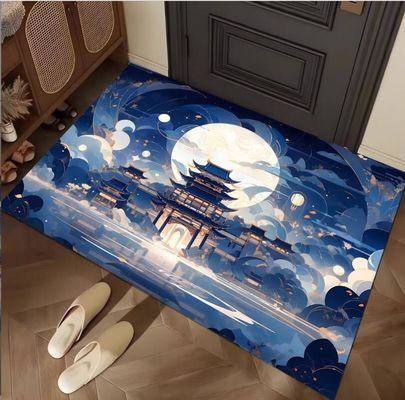 Cartoon Building Crystal Velvet  Floor Carpets For Sofa Bedroom And Living Room Door