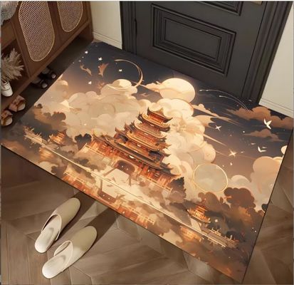 Cartoon Building Crystal Velvet  Floor Carpets For Sofa Bedroom And Living Room Door