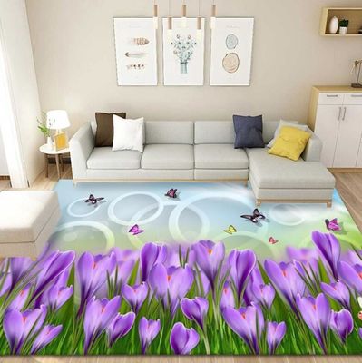 3D Lavender Tulip Pattern Household Bedroom Living Room Floor Carpet Special Style