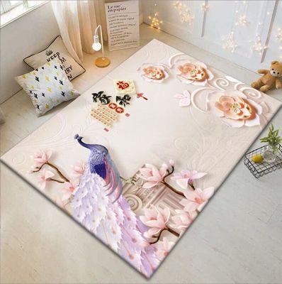 Beautiful Peacock Pattern Household Bedroom Living Room Floor Carpet Special Style