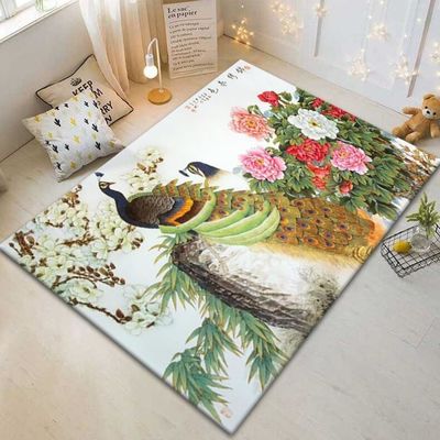 Beautiful Peacock Pattern Household Bedroom Living Room Floor Carpet Special Style