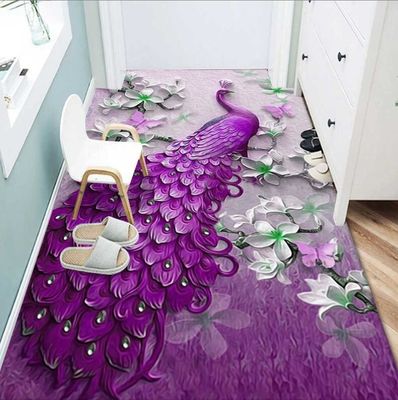 Beautiful Peacock Pattern Household Bedroom Living Room Floor Carpet Special Style