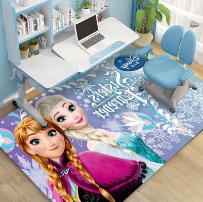Frozen Cartoon Crystal Velvet Rectangle Floor Carpets For Bedroom 200*300cm