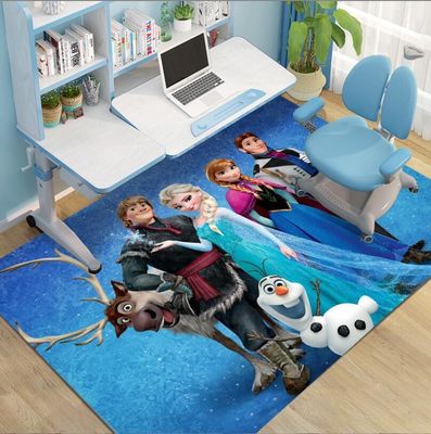 Frozen Cartoon Crystal Velvet Rectangle Floor Carpets For Bedroom 200*300cm