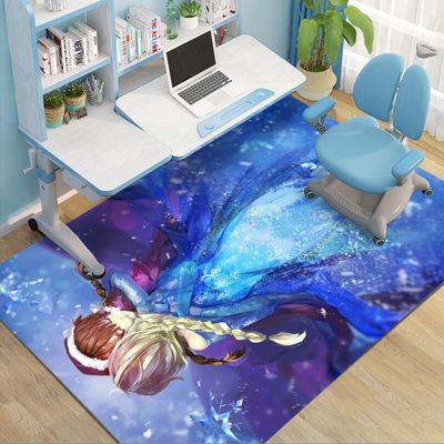 Frozen Cartoon Crystal Velvet Rectangle Floor Carpets For Bedroom 200*300cm