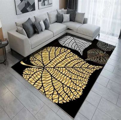 Polyester Fiber Flower And Yellow Leaf Living Room Floor Carpet Special Style