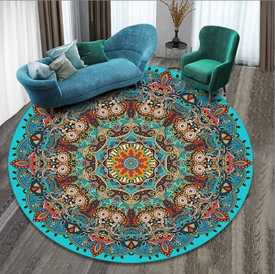Customized Printed Ethnic Style Round Living Room / Hotel Carpet 200*200cm