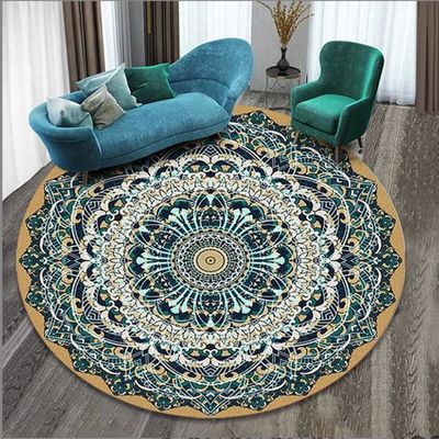 Customized Printed Ethnic Style Round Living Room / Hotel Carpet 200*200cm