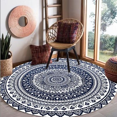 100*100cm Living Room / Hotel Carpet Printed Flower Ethnic Style Round Carpet