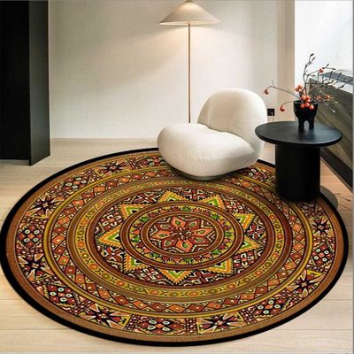 100*100cm Living Room / Hotel Carpet Printed Flower Ethnic Style Round Carpet