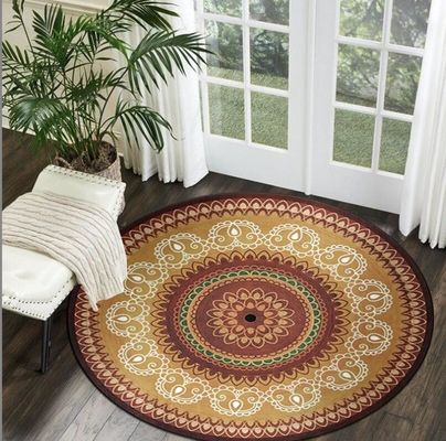 100*100cm Living Room / Hotel Carpet Printed Flower Ethnic Style Round Carpet
