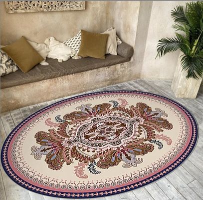 Bohemian Style Ellipse Flower Crystal Velvet Floor Carpets For Sofa And Living Room