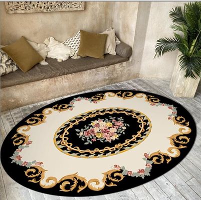 Bohemian Style Ellipse Flower Crystal Velvet Floor Carpets For Sofa And Living Room
