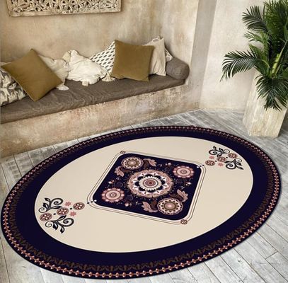 Bohemian Style Ellipse Flower Crystal Velvet Floor Carpets For Sofa And Living Room