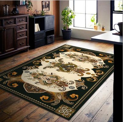 140*200cm Rectangle Polyester Fiber Living Room / Hotel Carpet With Ancient Ethnic Style