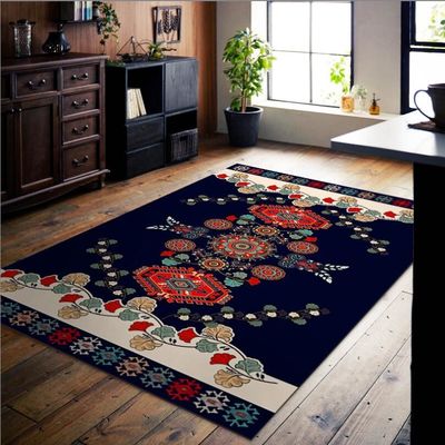 140*200cm Rectangle Polyester Fiber Living Room / Hotel Carpet With Ancient Ethnic Style