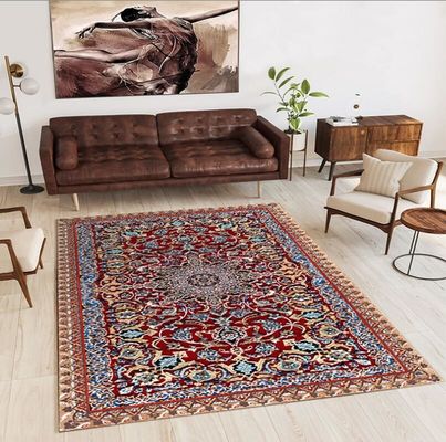 120*160cm Rectangle Living Room / Hotel Carpet With Persia Style Ancient Flower Pattern