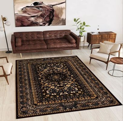 120*160cm Rectangle Living Room / Hotel Carpet With Persia Style Ancient Flower Pattern