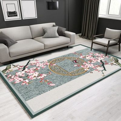 Rectangle Polyester Fiber Living Room Floor Carpets New Chinese Style Flower  4-8