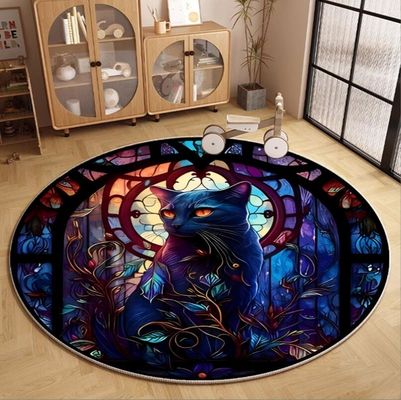 Round Cat  Living Room Floor Carpets Polyester fiber 100*100cm