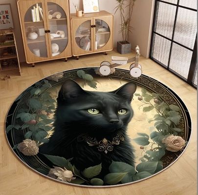 Round Cat  Living Room Floor Carpets Polyester fiber 100*100cm