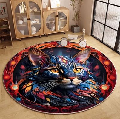 Round Cat  Living Room Floor Carpets Polyester fiber 100*100cm