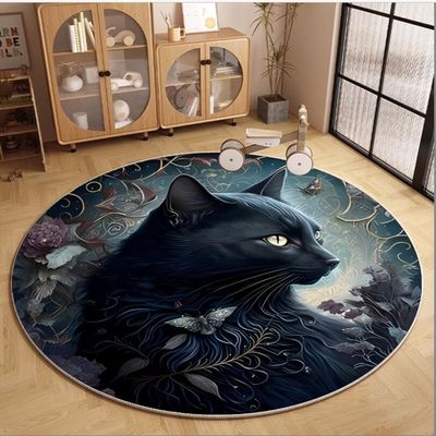 Round Cat  Living Room Floor Carpets Polyester fiber 100*100cm
