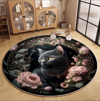Round Cat  Living Room Floor Carpets Polyester fiber 100*100cm