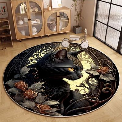 Round Cat  Living Room Floor Carpets Polyester Fiber 180*180cm