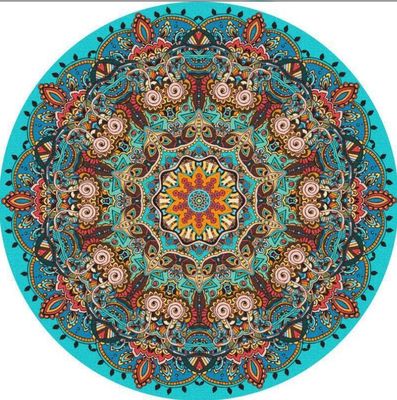 Round  Polyester Fiber Living Room Floor Carpets Ancient Ethnic Style 80*80cm