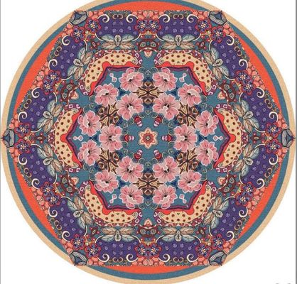 Round  Polyester Fiber Living Room Floor Carpets Ancient Ethnic Style 80*80cm