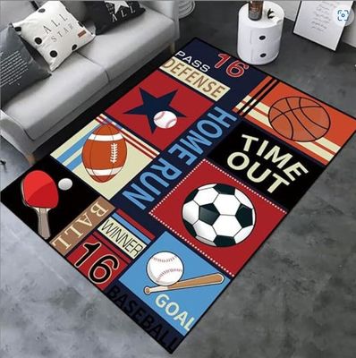 Football And Basketball Pattern Carpets For Living Room Floor, Sofa And Bedroom