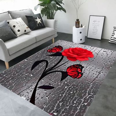 فرش گل رز و لاله های چاپی سه بعدی برای کف اتاق نشیمن، مبل و اتاق خواب