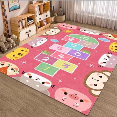 Carte dessinée Numéro de grille Tapis pour salon Enfants salle de jeux 120*160cm