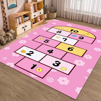 Carte dessinée Numéro de grille Tapis pour salon Enfants salle de jeux 120*160cm