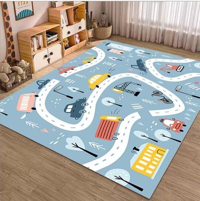 Karpet Ruang Mainan Anak-anak Kartun Lalu Lintas Mobil Karpet Kereta Api Untuk Lantai Ruang Tamu,