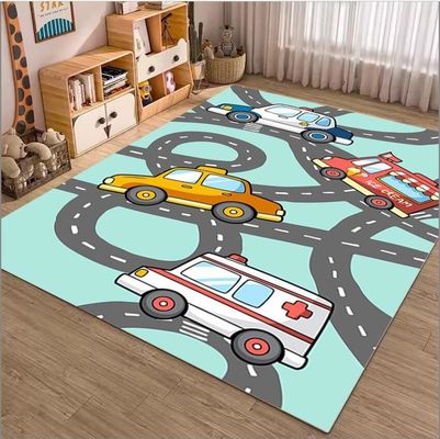 Karpet Ruang Mainan Anak-anak Kartun Lalu Lintas Mobil Karpet Kereta Api Untuk Lantai Ruang Tamu,