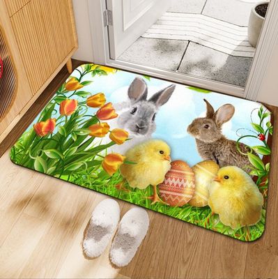 Cartoon Rabbit and Flower Carpets for entry-Exit door，  Children Playroom Rug